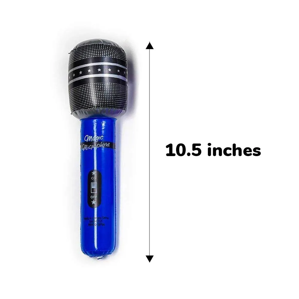 Kicko Inflatable Microphones - 24 Pack 10.5 Inch Assorted Colors - Fun Pool Toy, Emcee