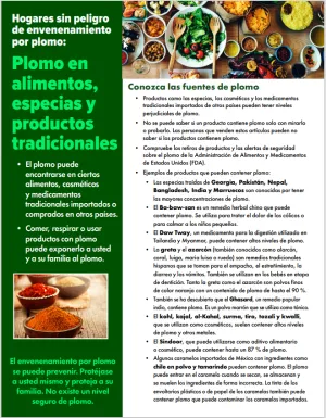 Lead in Food, Spices, and Traditional Products Factsheet (Spanish)- Print Version