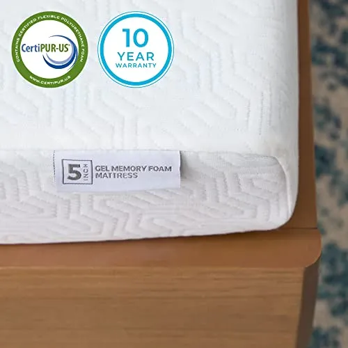 Linenspa 5 Inch Gel Memory Foam Mattress, Firm Mattress, Low Profile Bed Twin 5 Inch Mattress