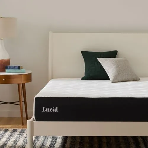 LUCID 10 Inch Memory Foam Mattress - Plush Feel - Bamboo Charcoal and Gel Infusion - Hypoallergenic - Bed in a Box - Temperature Regulating - Pressure Relief - Breathable - Queen Size