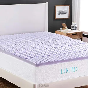 LUCID 2 Inch Mattress Topper Queen - Memory Foam Mattress Topper Queen - 5 Zone Gel Infusion - CertiPur Certified Foam - Twin XL Size - Dorm Room Essentials