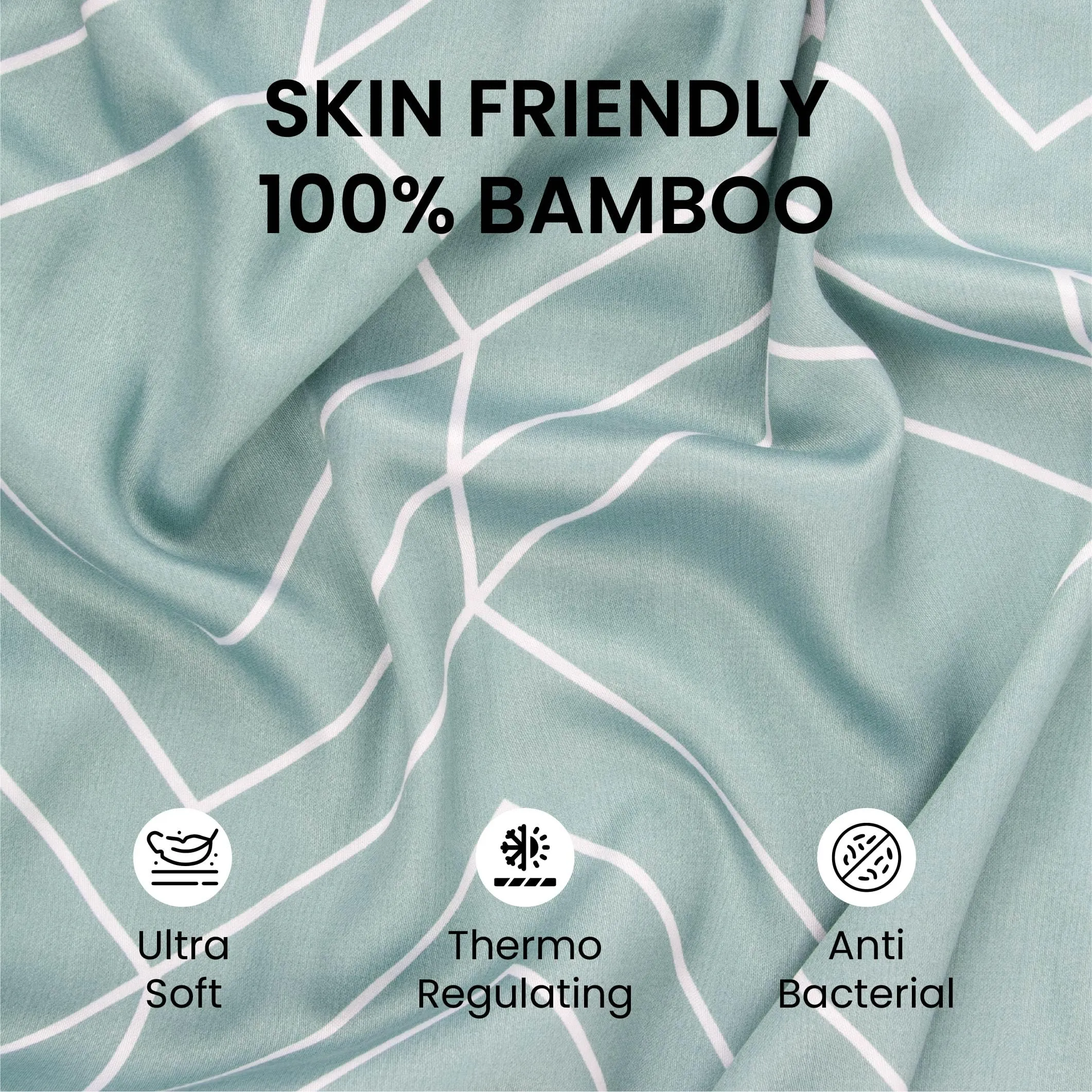 Mush 100% Bamboo Printed King Size Bed Sheet 108x108 inches | 300TC Bedsheet for Double bed | Ultra Soft, Naturally Anti Microbial & Cooling Double Bed Luxury Sheets | Pack of 1, Ocean Breeze