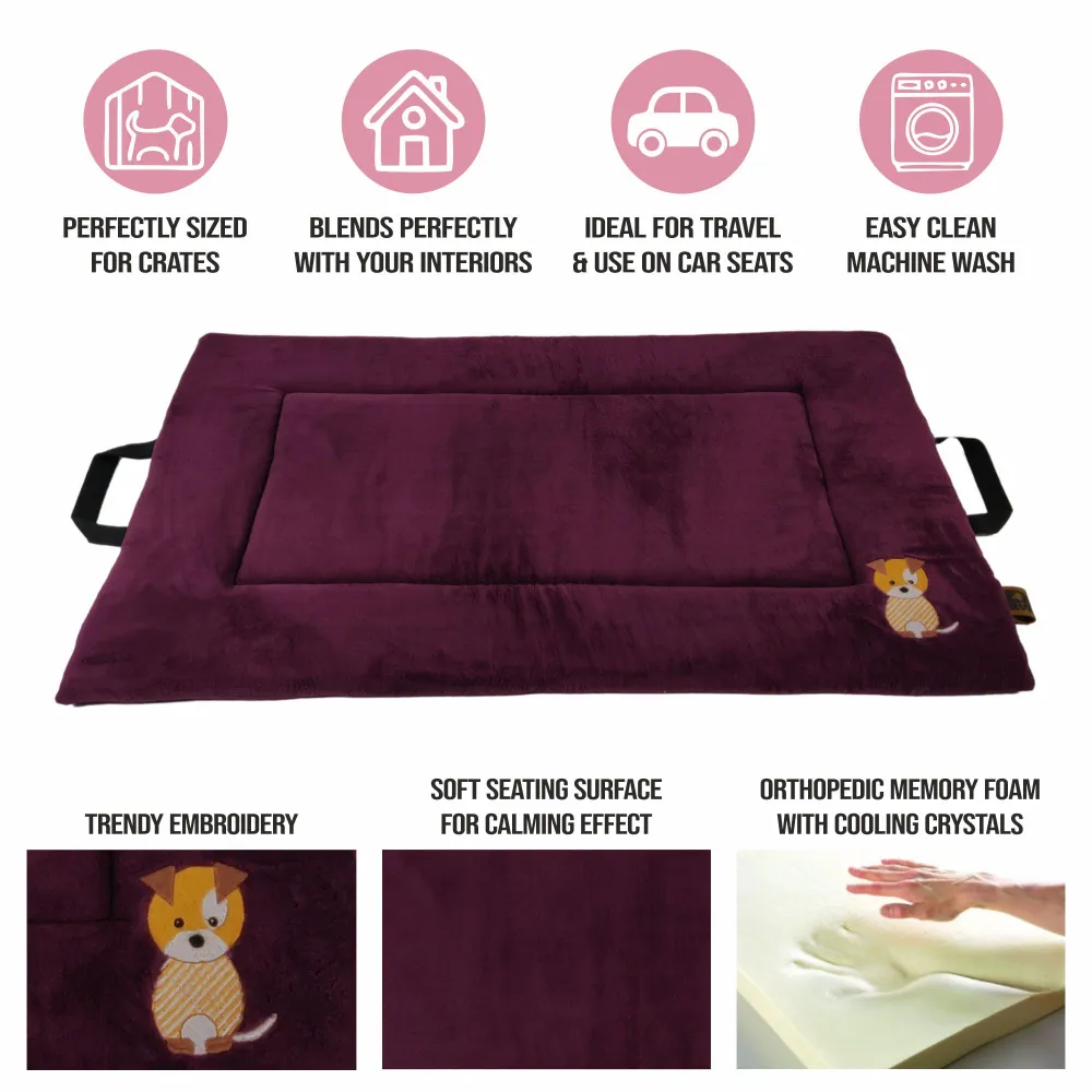 Petter World Memory Foam Base with Cooling Gel Summer Mat for Dogs and Cats (Mulled Wine)