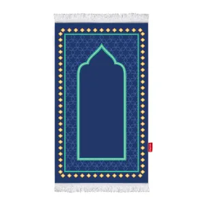 Printed Fiber Padded Prayer Mat- Blue and Mint