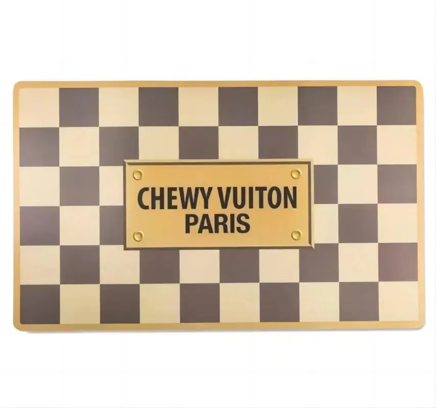 "Chewy Vuiton" Dog Bowls and Placemat - Original