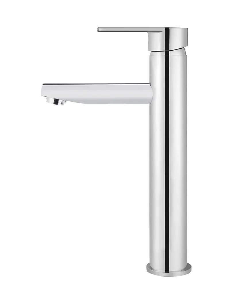 Round Paddle Tall Basin Mixer - Polished Chrome