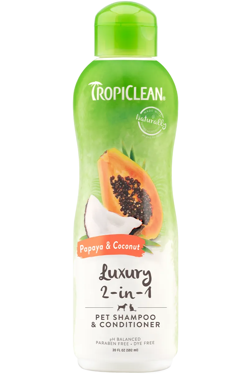 Tropiclean Luxury 2-in-1 Papaya & Coconut Shampoo 20 oz.