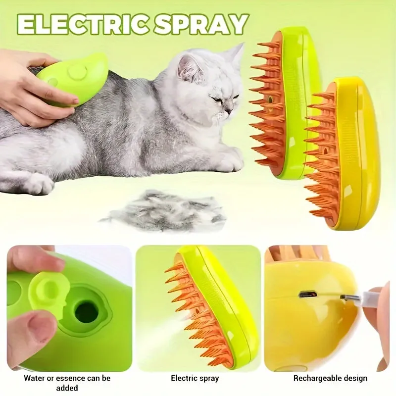 Ultimate Cat Grooming Tool 3in1 Steam Brush for Hair Care