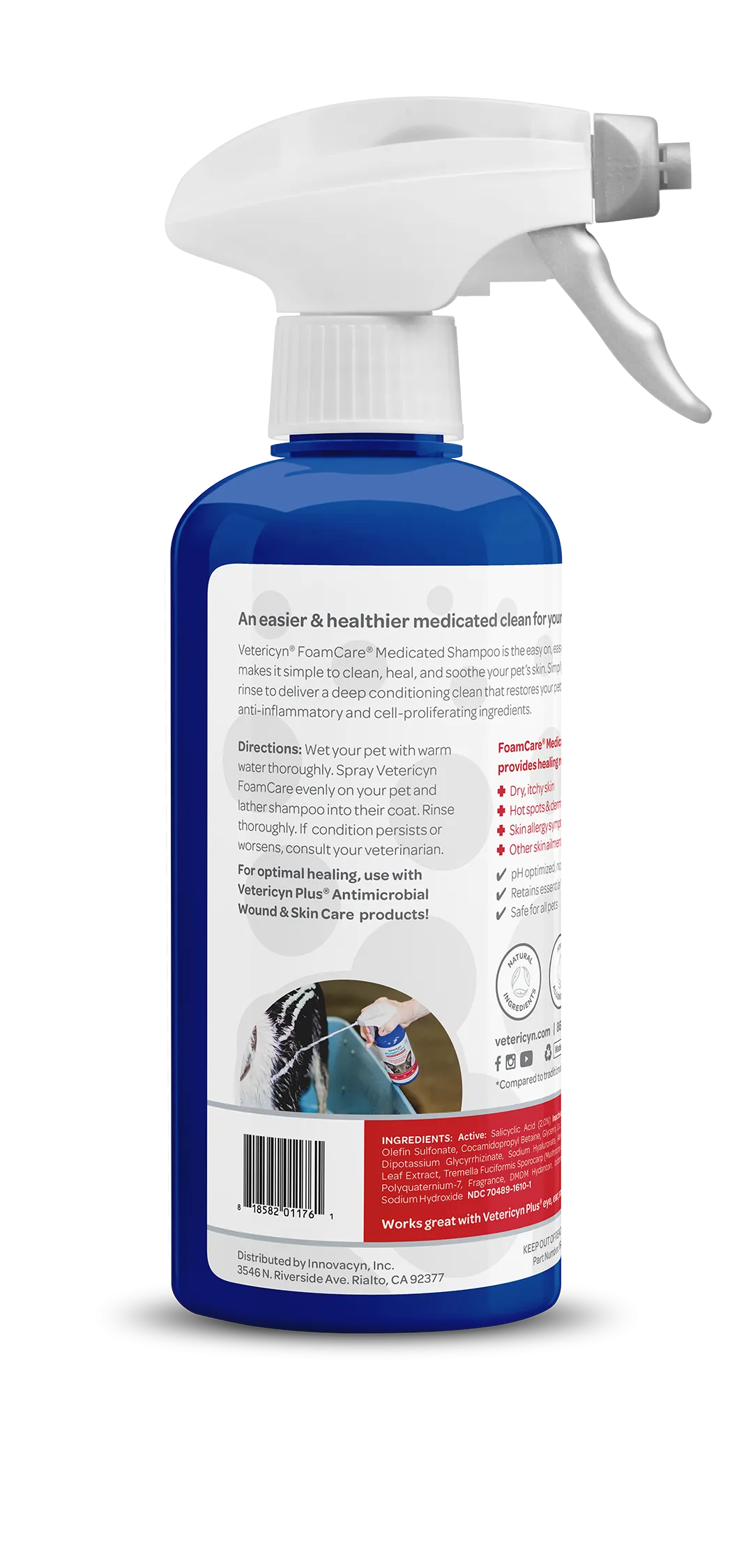 Vetericyn FoamCare Sprayable Medicated Shampoo for Dogs & Cats, 16-ounce