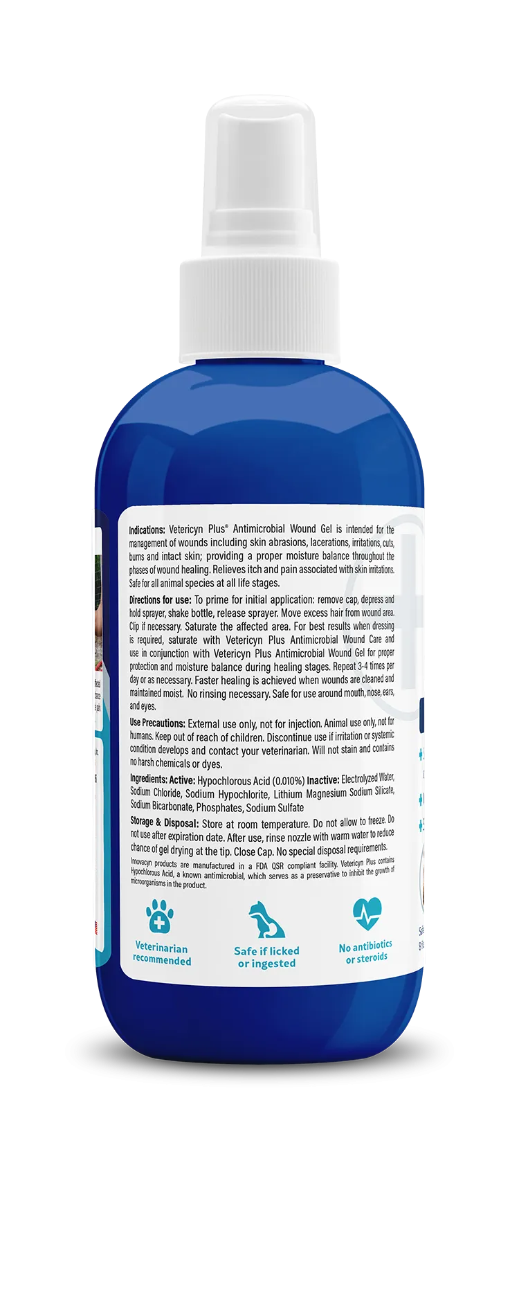 Vetericyn Plus Antimicrobial All Animal Wound Care Hydrogel Spray, 8-ounce