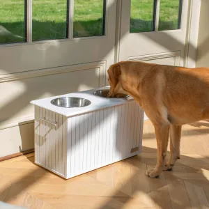 Wooden Pet Feeder in White by Lords & Labradors