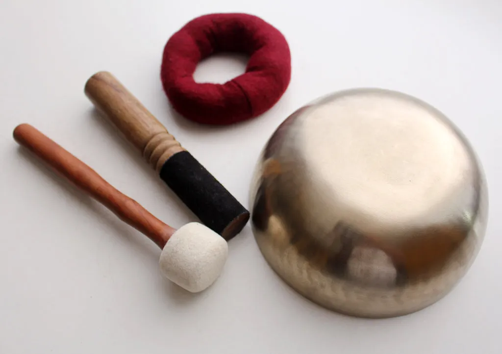 Zen Tibetan Healing Singing Bowl with Cushion and Mallet Note # B 16.5 cm